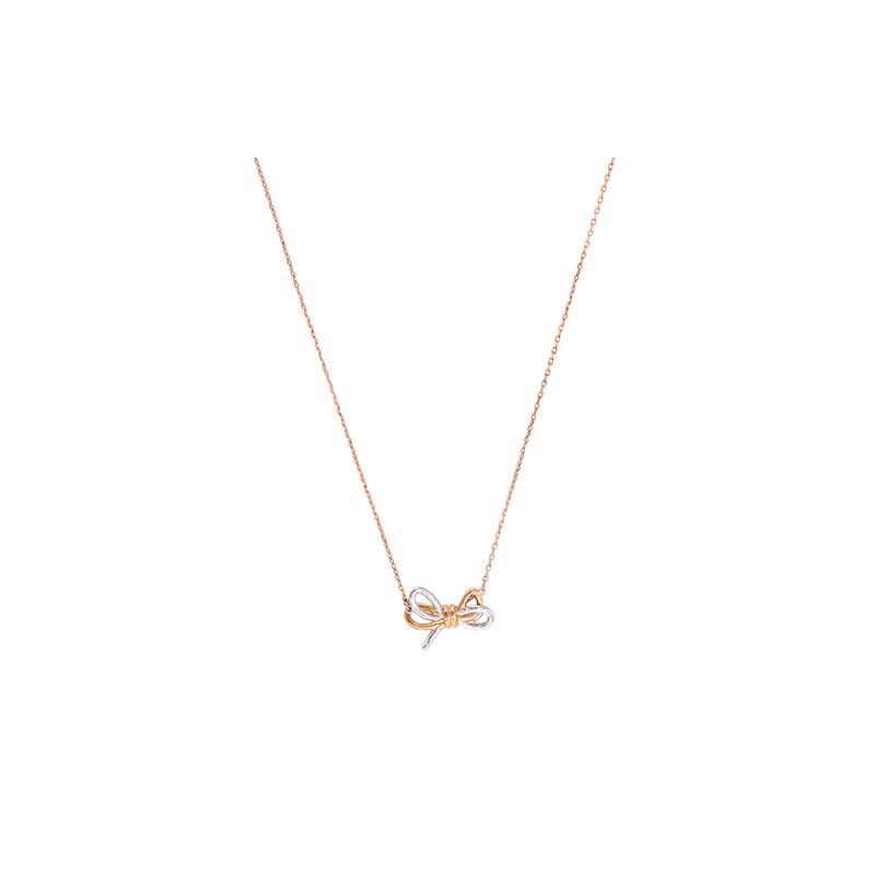 Swarovski Lifelong Bow series sweet two-color bow necklace women's rose gold plated 5440636