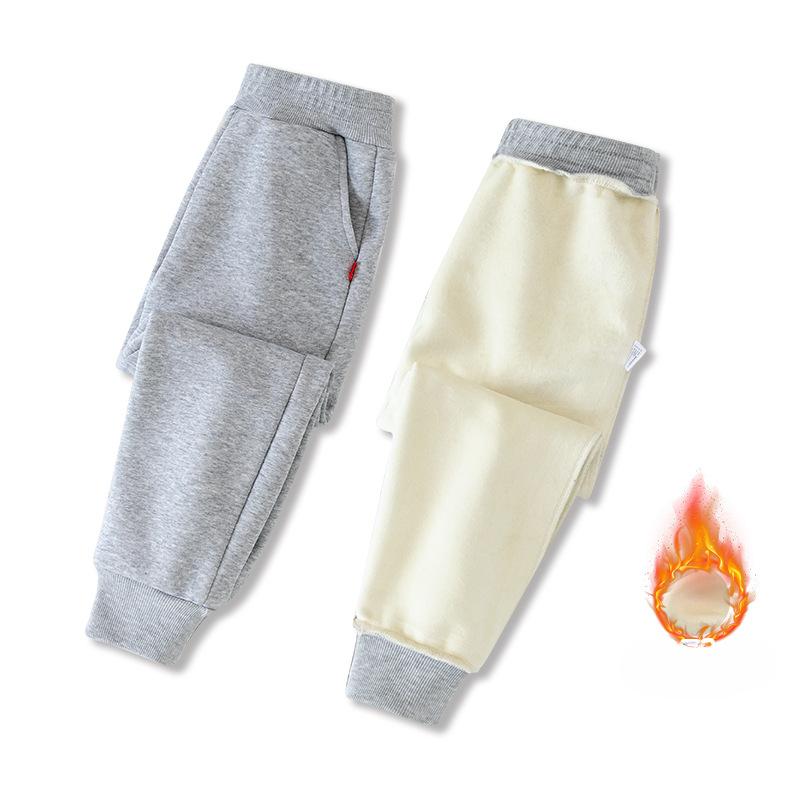 Детские спортивные брюки плюс детские брюки из бархата зимние универсальные теплые спортивные штаны из бархата утолщенная верхняя одежда повседневные брюки 100 серый