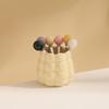 ZISIZ Cream Style Ceramic Fruit Fork Set