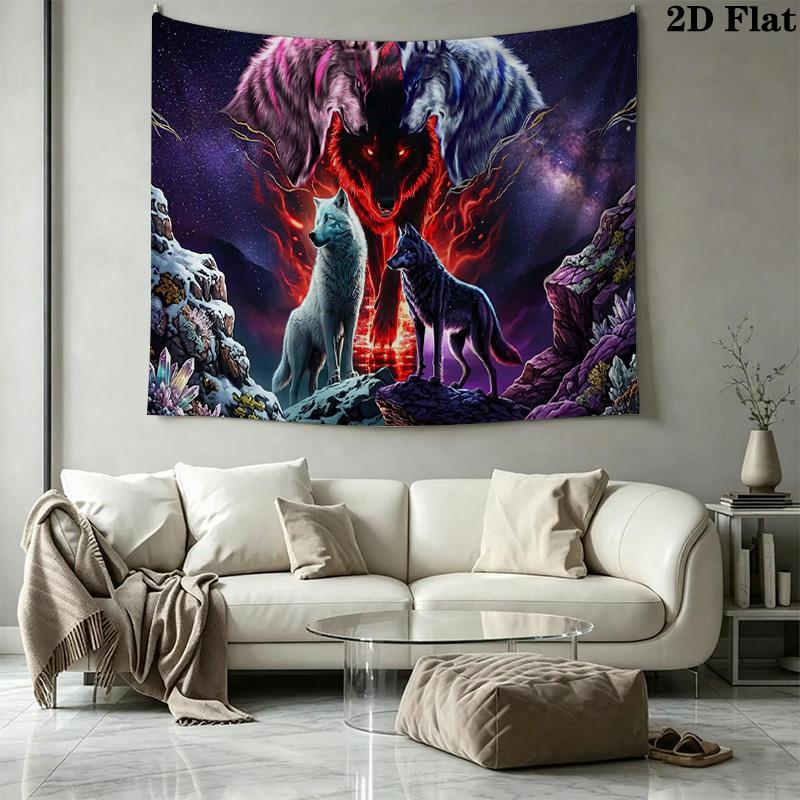 Wolf Art Wall Tapestry Aesthetic Wall Hanging Printed Fabric Blanket Decorative Tapestries for Bedroom Living Room Home Decor
