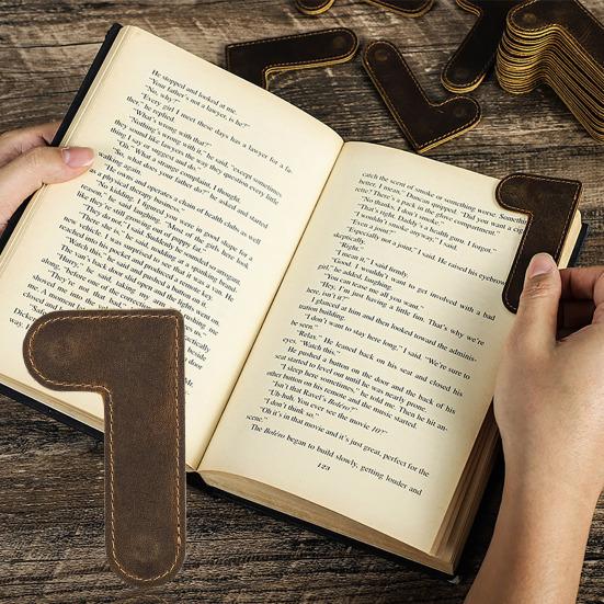 

Магнитная закладка из искусственной кожи, портативная водонепроницаемая винтажная L-образная закладка для страниц, угловой маркер для книг, зажим для любителей книг, подарок для детей и студентов кофейный