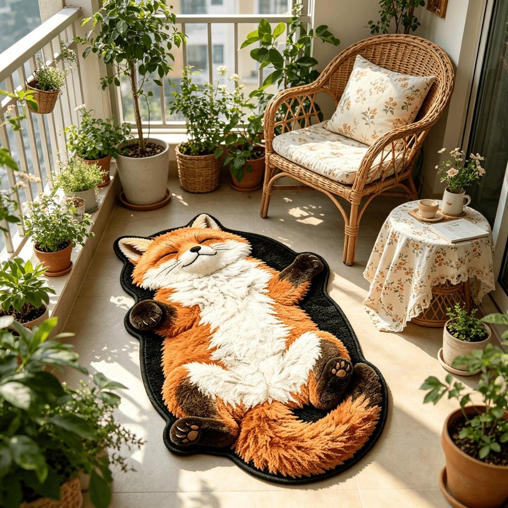 Cute Cartoon Irregular Faux Cashmere Floor Mat, Water Absorbent Non-Slip Bath Rug Wear Resistant Decor Carpet for Bathroom Bedroom