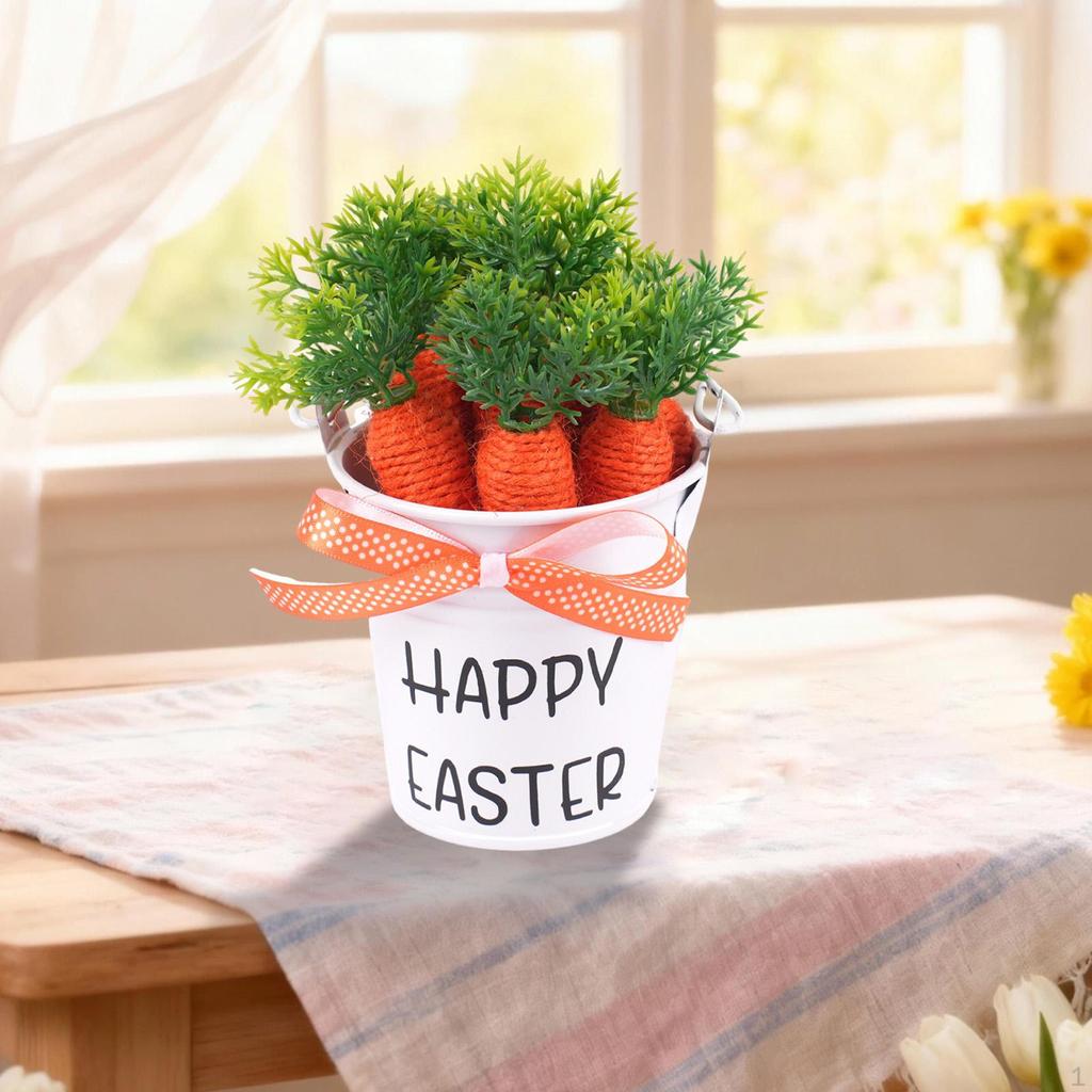 Easter Carrot Bucket Basket Handheld with Handle Collecting Decor for Garden Party