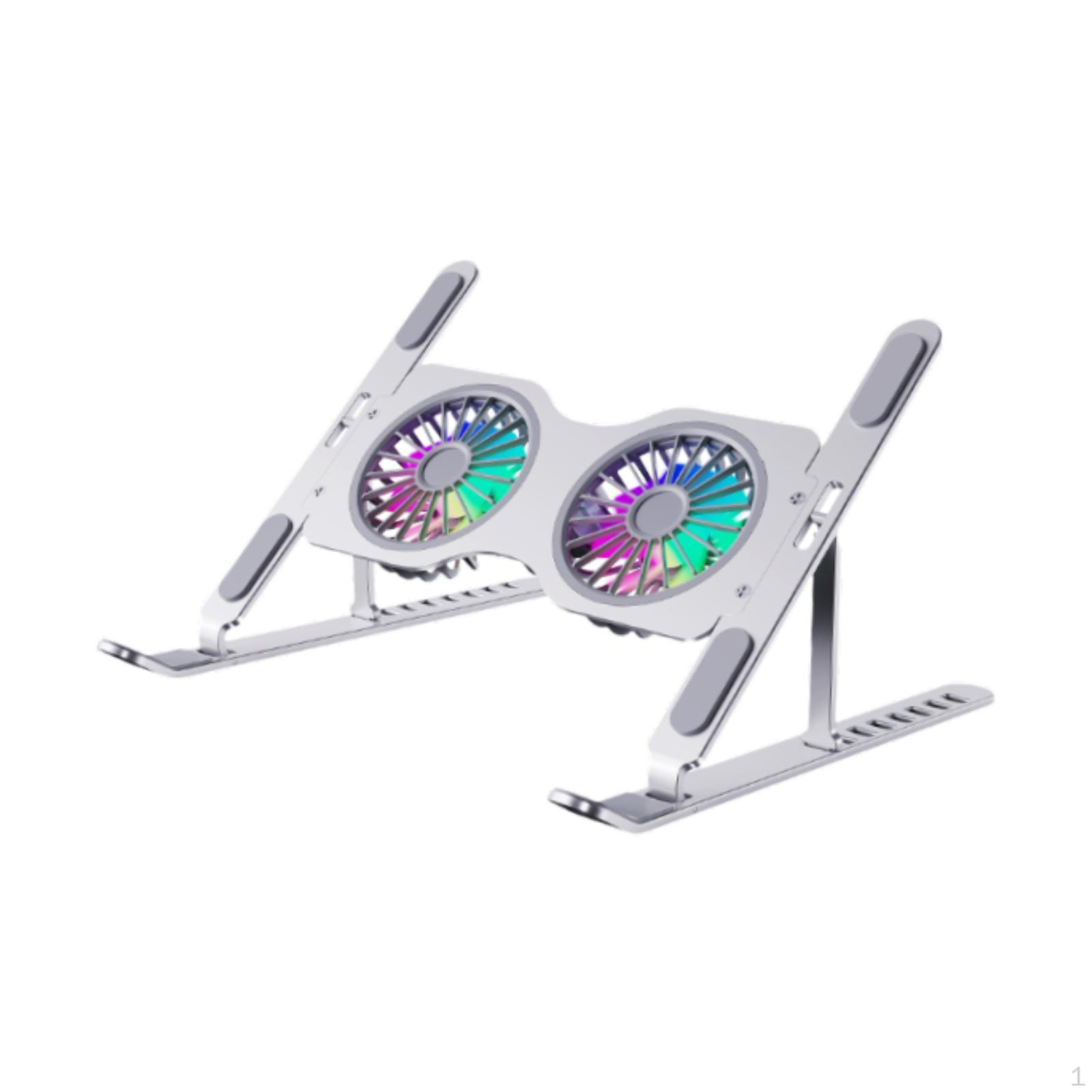 

Складная подставка для ноутбука, регулируемый держатель, портативный, с 2 охлаждающими вентиляторами серебряный