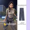 145cm Lu Si Plaid Checkered High Waist Slimming Casual Pants - Women's Petite Summer Outfit