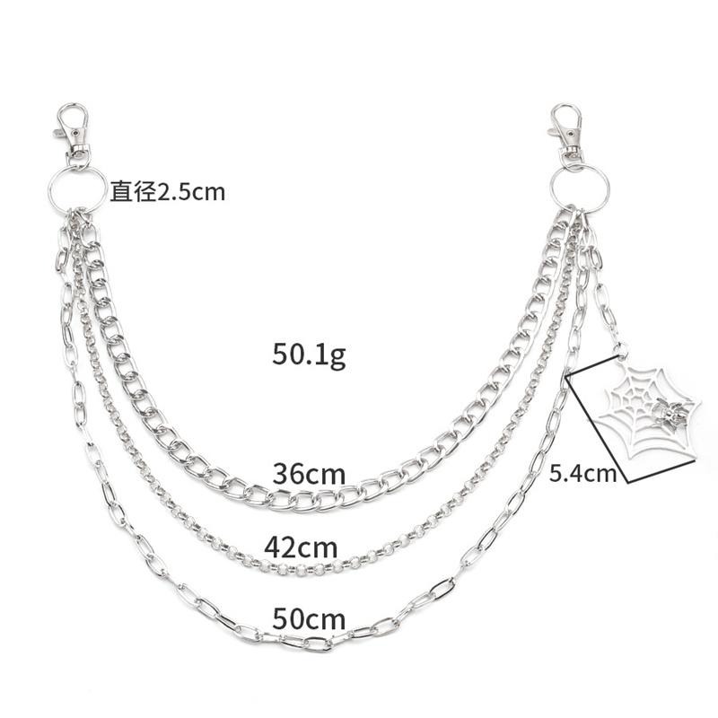 Halloween Gifts keychain Punk Black Silver Metal Pants Chain Hip Hop Spider Web Pendant Jeans Chain for Men Women Accessories