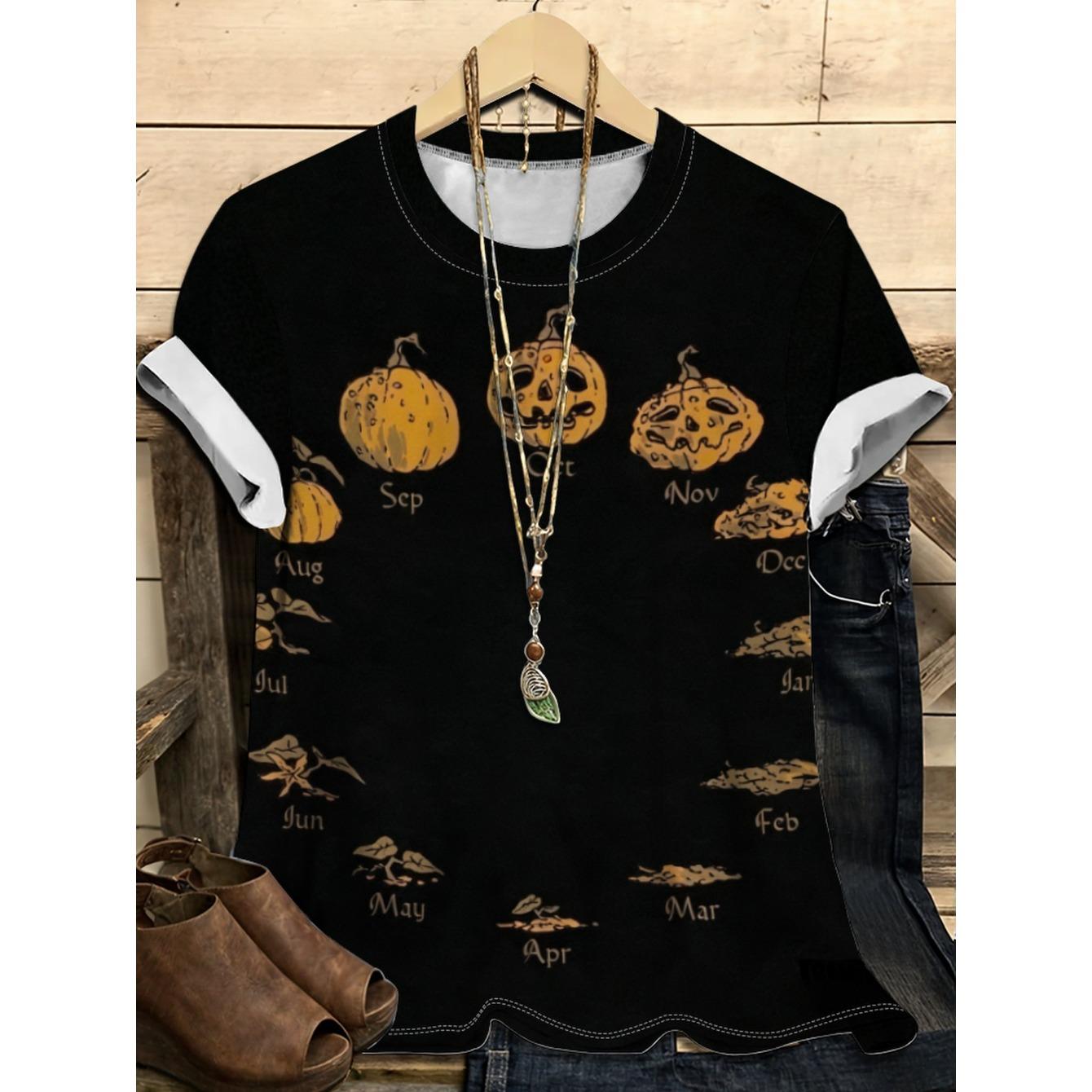 

Summer Round Neck Halloween Themed Pattern 3D Print Top Fashionable Casual Short Sleeved Women s T-shirts 6XL