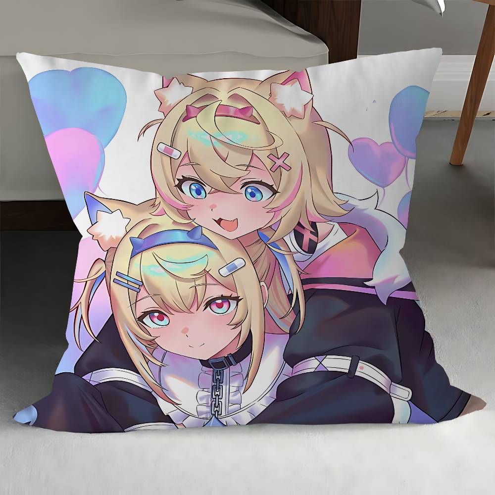 Hololive Mococo Fuwawa Abyssgard Pillow Cover For Bedroom Room And Living Room Sofa Decorative Cushion Cover
