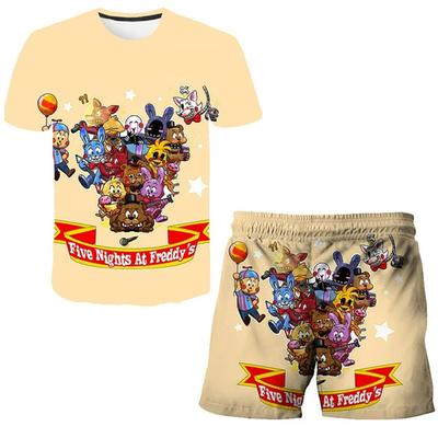 PoissTüdruk Five Night at Freddy Rõivad Suvi 3D Prinditud Komplektid Lapsed Lühikeste Varrukatega T-särgid Lühikesed Püksid 2-osalised Komplektid Terrorimäng Laste Riided