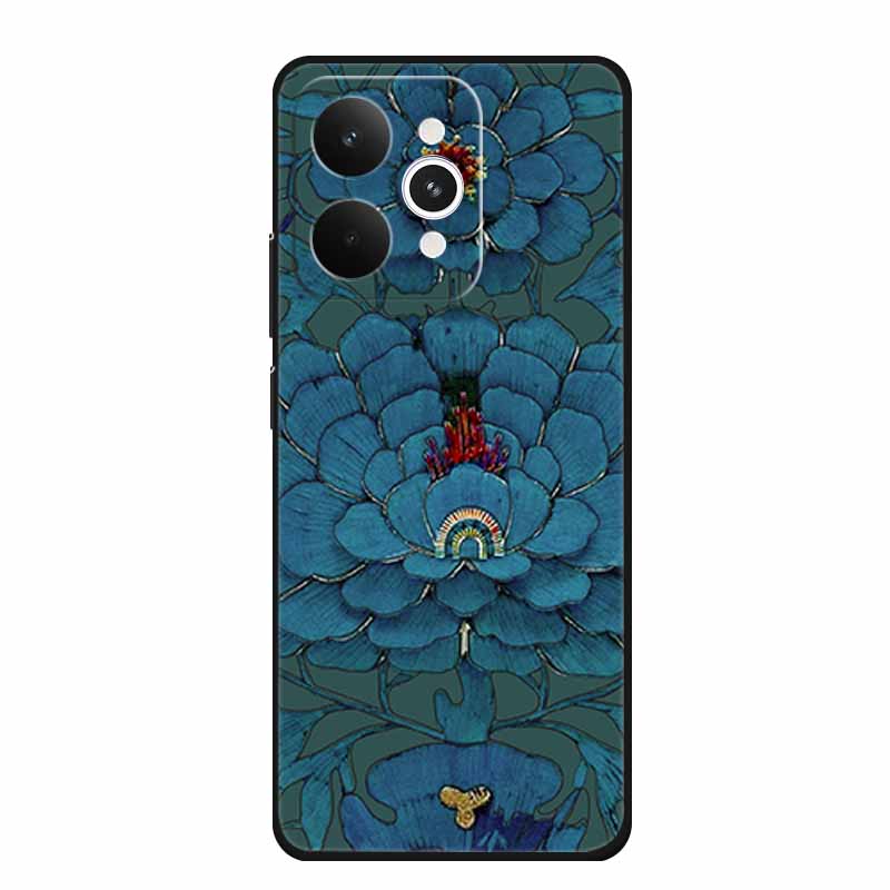 For Realme 15 15 Pro 5G Black Case 3D TPU Silicone Soft Back Cover For Realme C15 6.5" Funda Emboss Relief Flowers Bag Casing