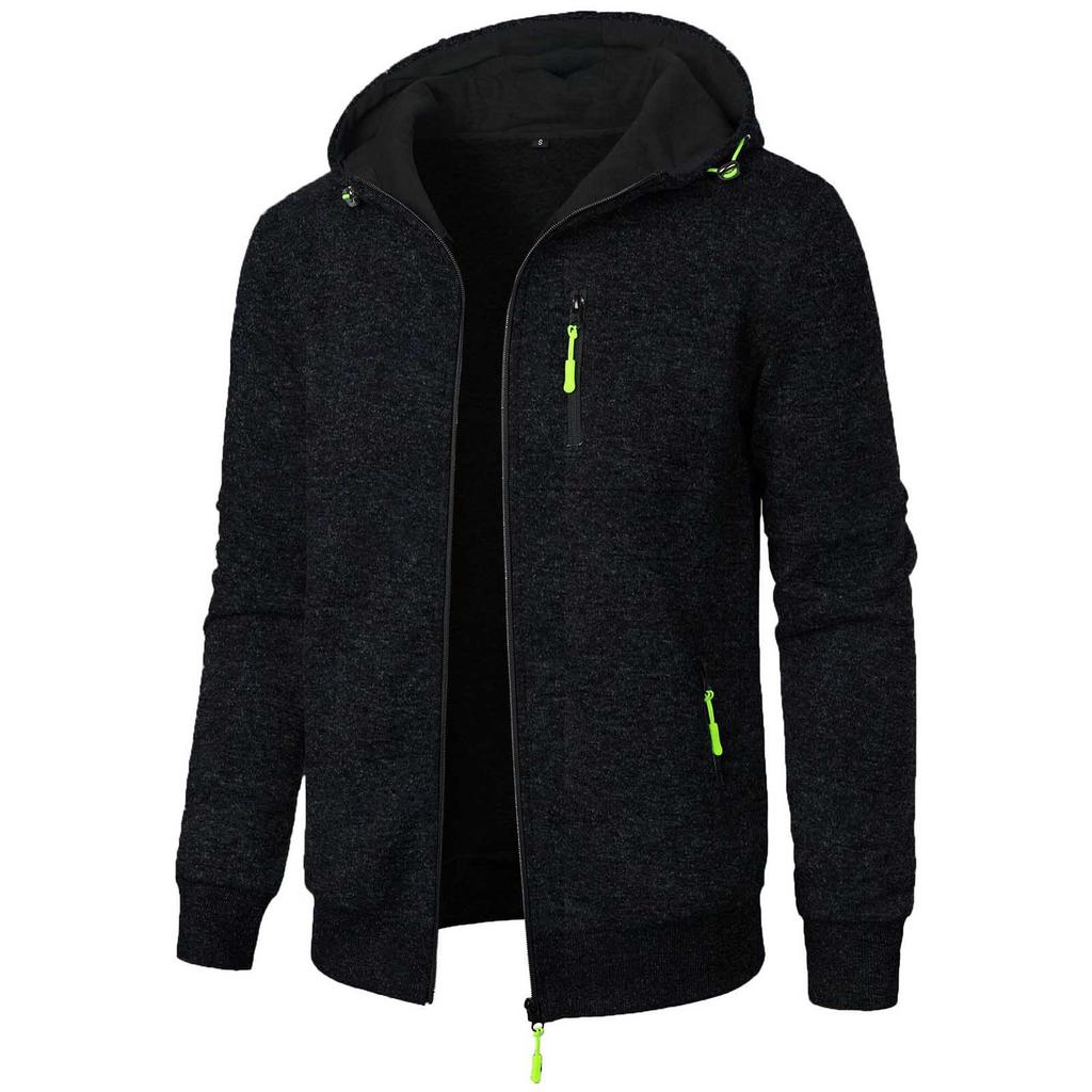 Men's Autumn And Winter Sports Leisure Jacquard Hoodie Crdigan Hoodie Zipper Sweater Knit Cardigan With Pockets Men's Clothing
