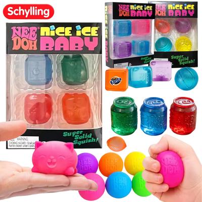 Needoh Mini 4 Pack Nice Cube Sensory Toys Stress  Pinching Relieving Puzzle Solving Venting Children Festival Gifts