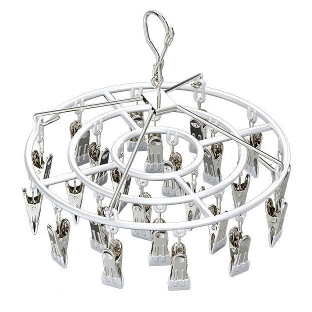 Stainless Steel 24 Clip Hanging Rack Lightweight Clothes Hanger Underwear Socks Clip  Bathroom