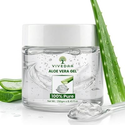Vivedaa Reines Aloe Vera Gel für das Gesicht- (250g), Haut & Haare - Feuchtigkeitsspendend, Beruhigend & Tägliche Reparatur - Leichtes, Nicht Klebriges Aloe Vera Gel mit Glycerin