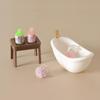1:12 Scale Dollhouse Bathroom Set: Bathtub, Stool, and Accessories