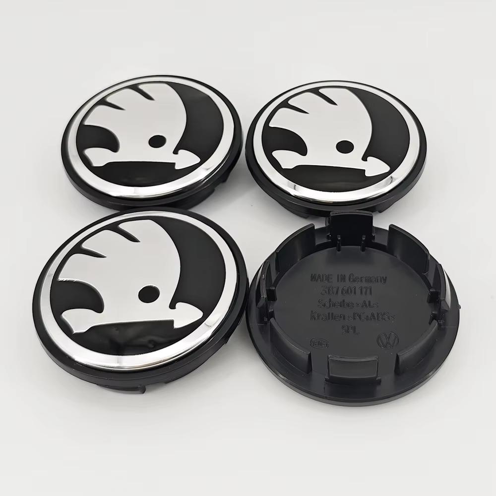 4pcs 56mm 65mm Green Black Chrome Car Wheel Center Caps for Skoda Rims Hubcaps Cover Emblem Badge Logo Auto Styling Accessories