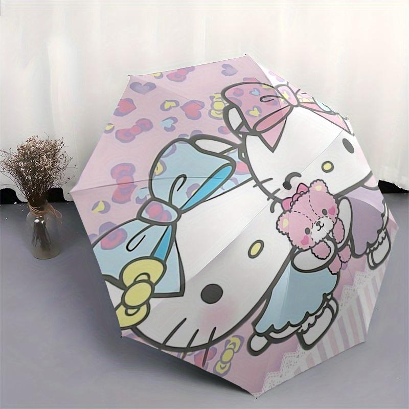 Hello Kitty, Pastel Automatic Opening and Closing Folding Umbrella with 8 Rib Frame and Compact Travel Design, Perfect for All Occasions | S