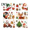 Winter Seasonal Room Decor 6Pcs Christmas Window Cling, Santa Snowman Penguin Reindeer Static Glass Claus Stickers Decals for Storefront, No