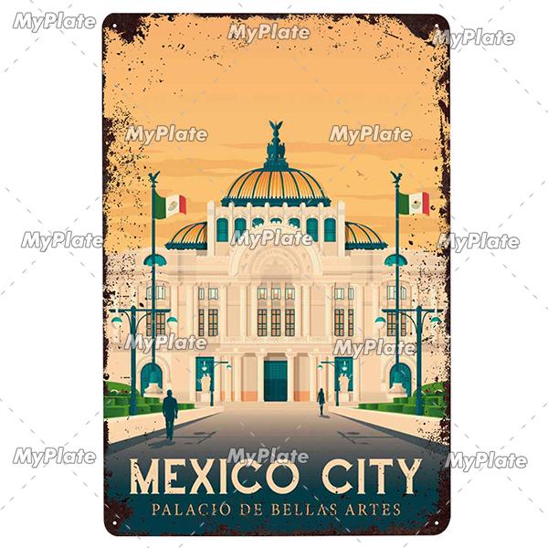 USA Tin Signs Vintage Metal Sign City Plaque Wall Decor for Garage Bar Pub Man Cave Decorative Plate Iron Country Painting