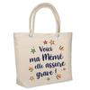 Tote Bag - PLANETEE - Grandma Is Awesome! - Jute - Beige - Insulated, Large Capacity