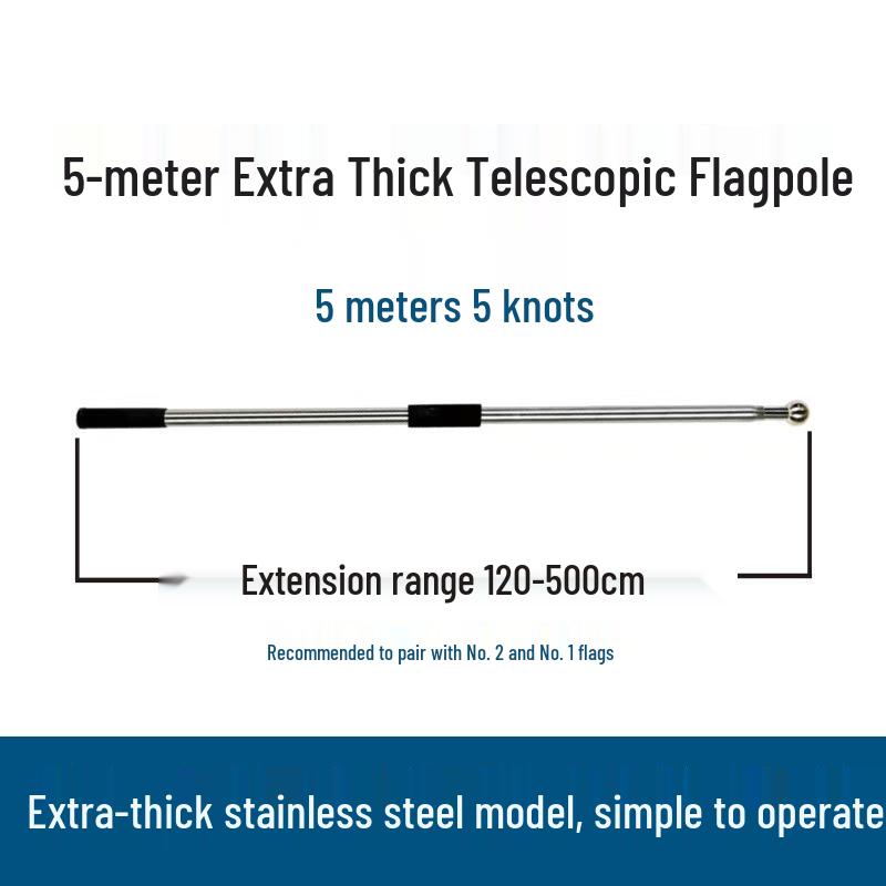 Hand-Crank Stainless Steel Telescopic Flagpole - Thickened, Outdoor, Handheld for Sports and Tour Guide Use