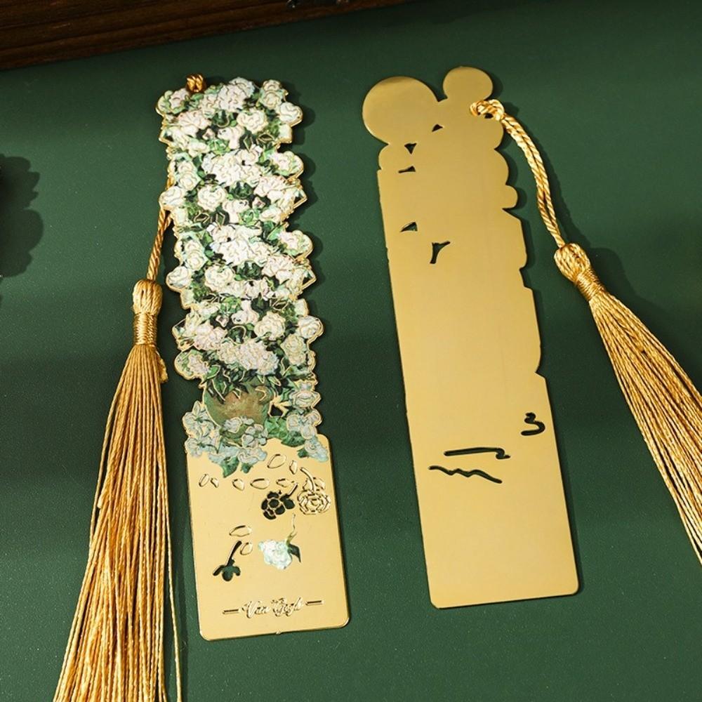 New Hollow Design Book Page Clip Super-thin Floral Painting Book Mark Sunrise Blossoms Beach Metal Bookmark Holiday Gifts