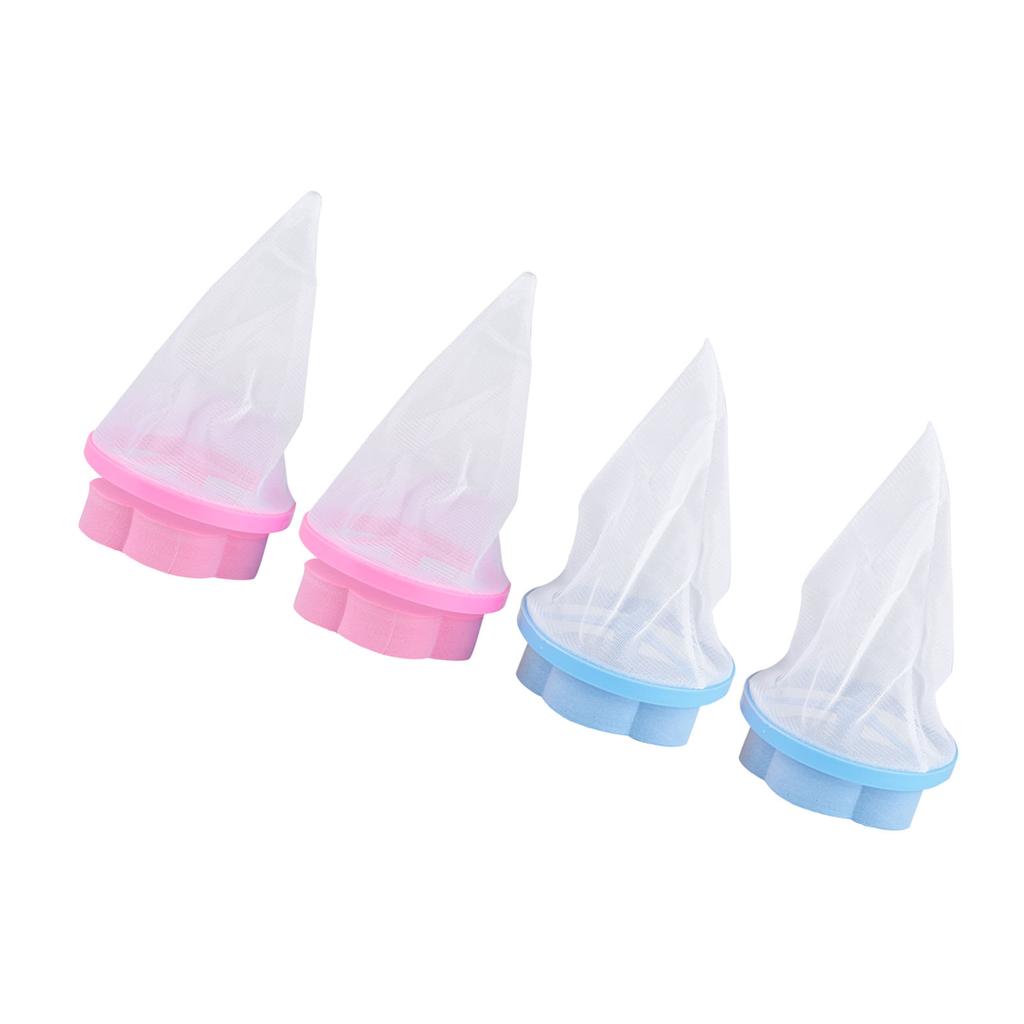 4 Stück Schwimmende Fussel-Tierhaarentferner-Filter-Netzbeutel für Waschmaschine Blau und Rosa