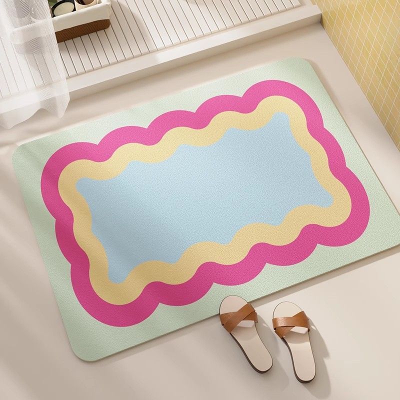 Krämfärgad Vind Diatomitlera Golvmatta Badrum Snabbtorkande Halkfri Golvmatta Badrum Vattenabsorberande Dörr Badrum Smutsavvisande Golvmatta