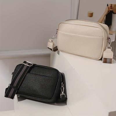 Sac bandoulière carré compact uni en PU pour femme, petit sac à bandoulière.