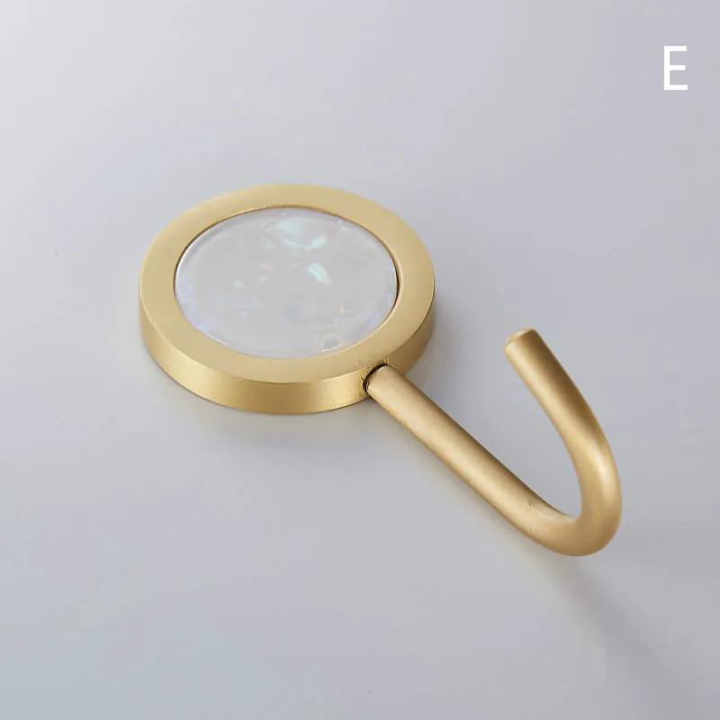 1PCS Brass Free Perforated Gold Hook Nordic Metal Drawing Strong Load-bearing Glue Hook Wall Creative Coat Hook