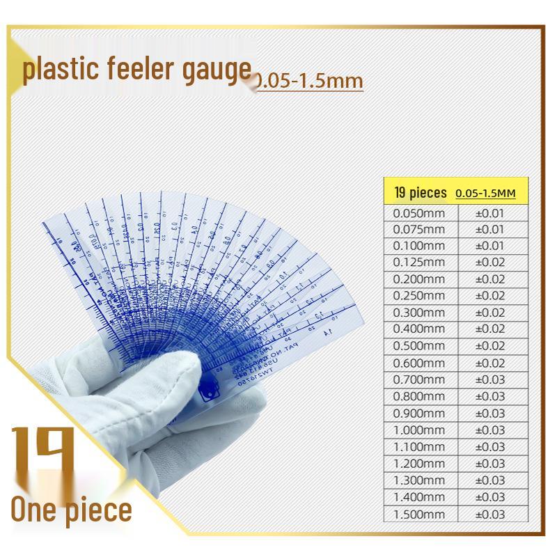 Plastic Feeler Gauge Set: 0.02-1.0mm & 0.05-1.5mm Thickness and Gap Shims.