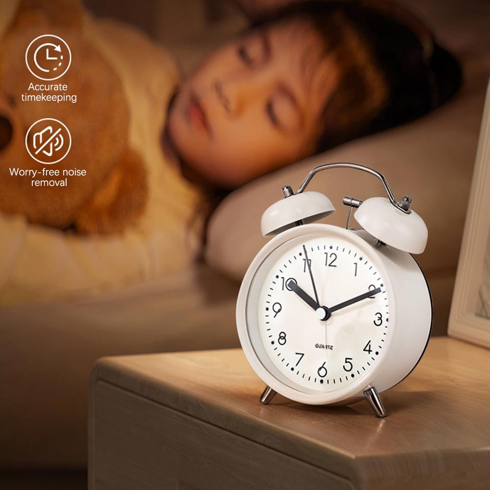 Extra-Loud Alarm Clock For Heavy Sleeper Mini 3.8Inch Twin-Bell Table Clock With Night Light for Students Office Kitchen Counter