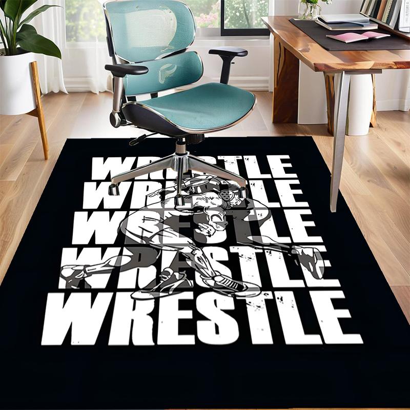 Wrestling Polyester Carpet, Soft Indoor Mat for Office Chair, Living Room, Computer Desk - Decorative Home Office Rug Design