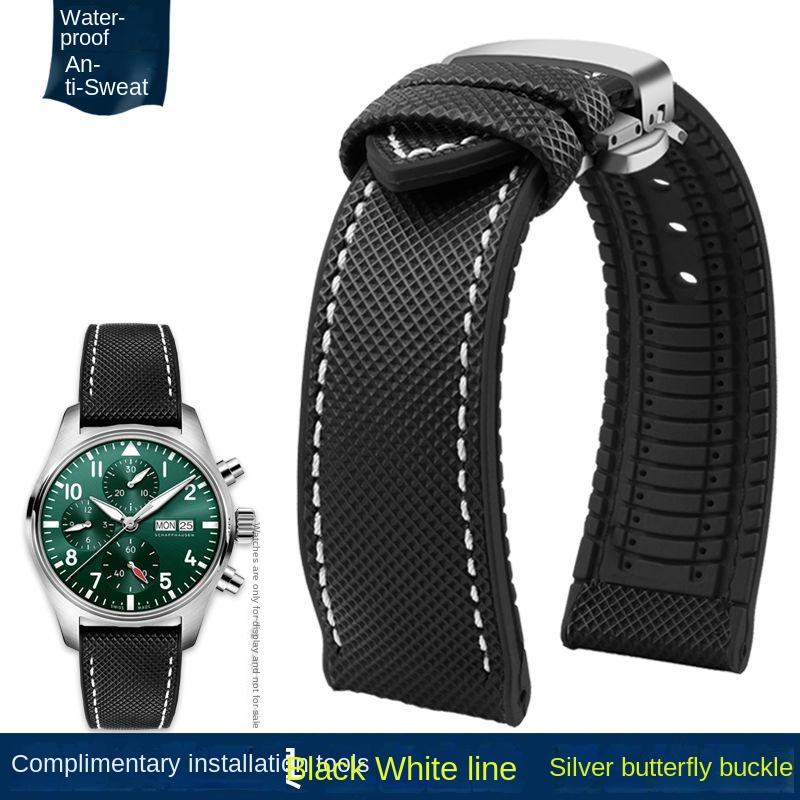 20mm 22mm 23mm 24mm Nylon Rubber Bottom Waterproof Watch Band for Longines IWC Pilot Mark 18 Seiko Omega Series Watchband Strap