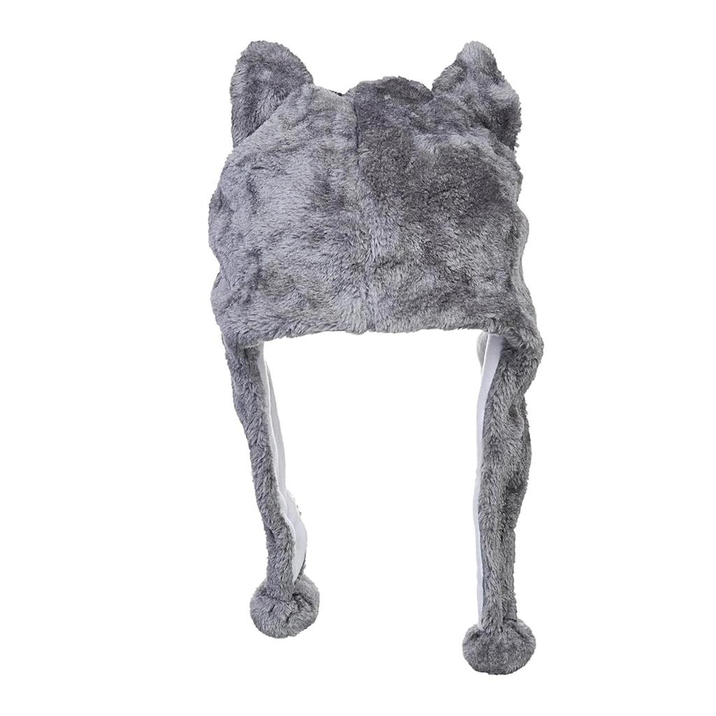 [NazyJnn] Plush Animal Hat for Halloween, Perfect for Kids and Adults, Cute with Ears, Cosplay, Winter Gear, Funny Husky Gift