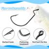THKFISH Box Offset Hook Barbed Shank Worm Round Bend Wide Gap Offset High Carbon Steel Bass Fishing Sizes and 100-Piece Set, Hooks, Hooks, Hooks, #2,