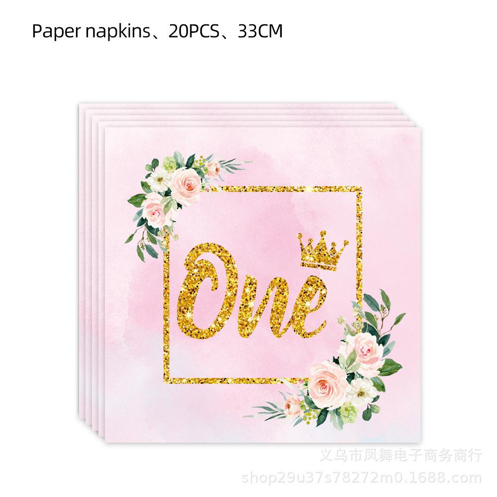 Pink Princess Style My 1St Birthday Party Supplies Paper Plates Paper Cups Paper Tissue Girls Birthday Party Ornaments