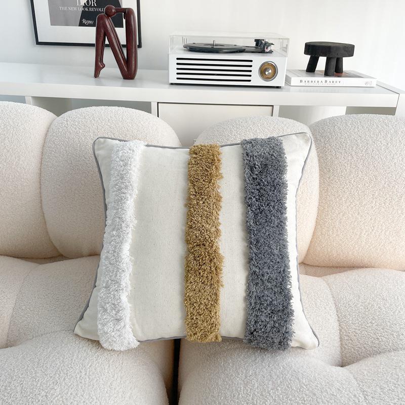 Bohemian Cotton Linen Throw Pillow with Tassels - Sofa & Bed Backrest Cushion Cover with Insert