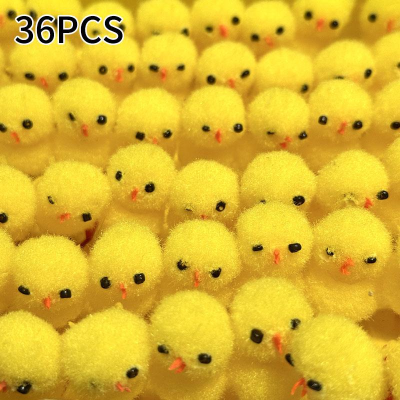 6-72Pcs Easter Mini Yellow Chicks Spring Home Decoration Holiday Ornaments Diy Creative Craft Children Exquisite Gift Party Gift