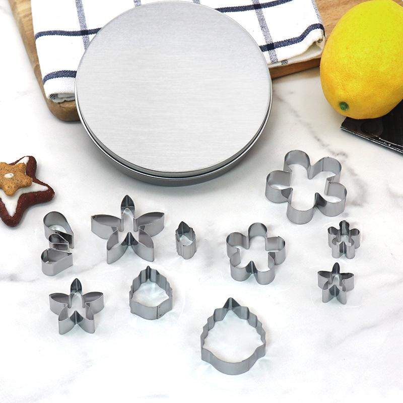 New 12Pcs/Set 304 Stainless Steel DIY Baking Tool Cake Mold Flower Shaper Biscuit Fondant Cookie Cutter