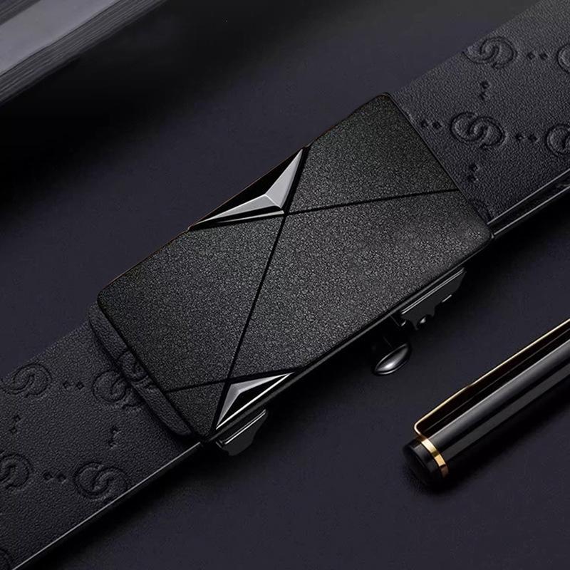 Belt Leather Casual Simple Men'S Belt Cowhide Young People Versatile Middle-Aged And Young Business Automatic Buckle Belt