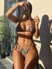 2024 Leopard Print Strappy Backless Bikini - European & American Style
