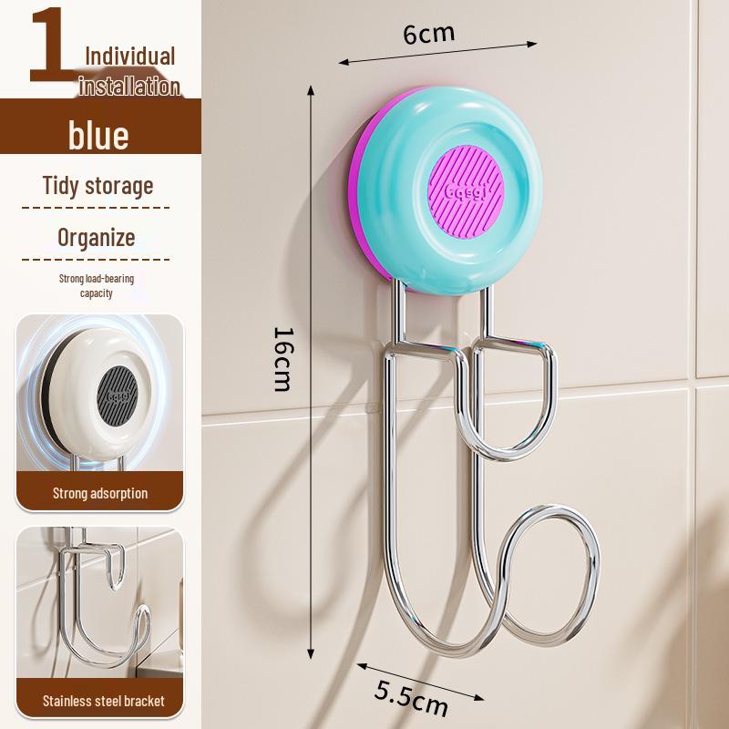 Dopamine No-Punch Bathroom & Kitchen Wall-Mounted Storage Rack with Hooks