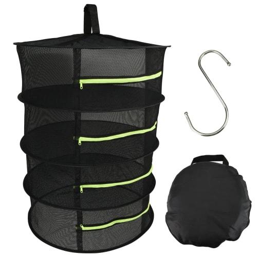 Easy Life Net, Foldable Drying Net for Dried Flowers, Fruit, Laundry, and Sun Drying with Hanging Hooks (4 Layers)