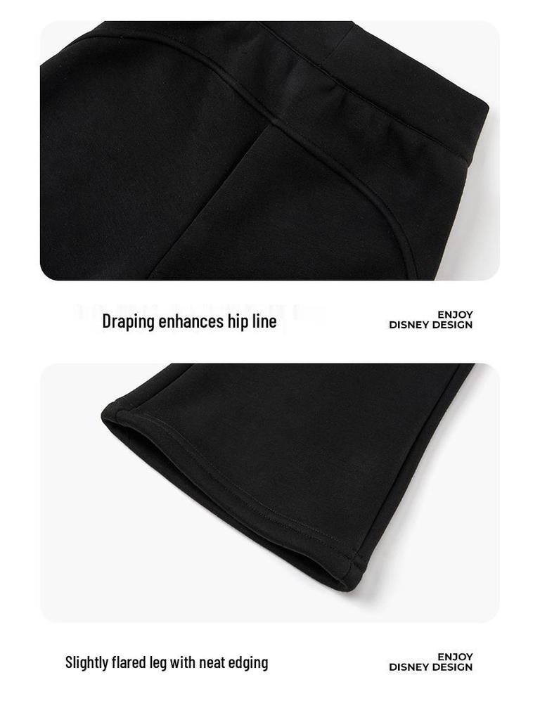 2025 Autumn Girls' Black Micro Flare Slimming Casual Pants for Middle and Big Kids