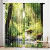 2Pcs Forest Curtain Stream Cascade In Tropical Forest Among Trees Jungle Woodland Serene Landscape Suitable For Living Room