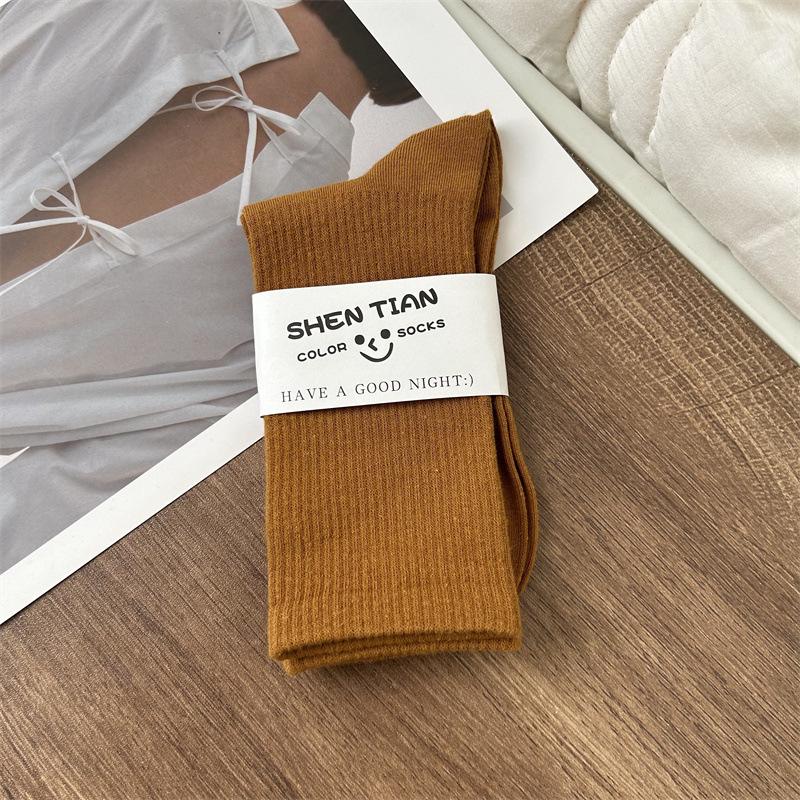 Women's Colorful Mid-Tube Socks In Violet, Orange, Rose, and Red for Modern Dance with Shark Print