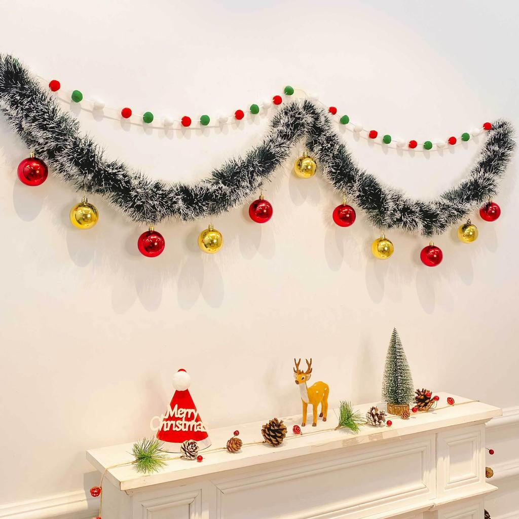Christmas Tinsel Garland for Tree Ornaments and Wall Decor
