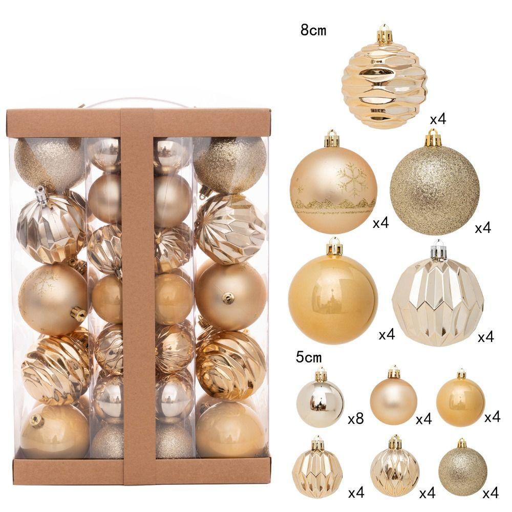 48PCS Fashion Plastic Christmas Ball Set 5cm 8cm Suspensable Christmas Tree Balls Multicolor Xmas Baubles Party
