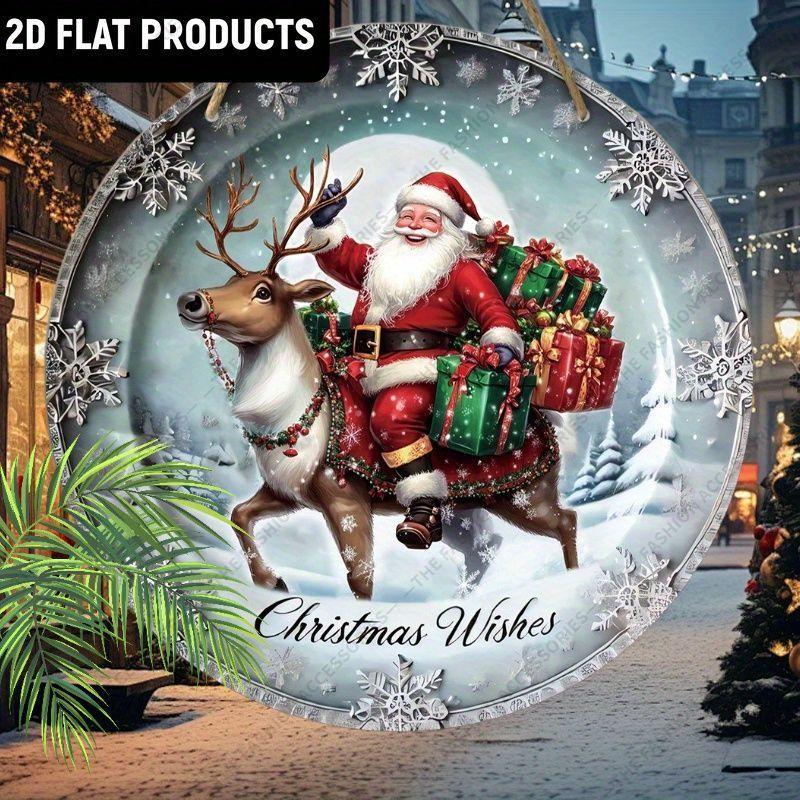 Christmas decoration sign,indoor hanging decorations,2D flat Wooden products withSanta Claus and Deer pattern,Christmas gifts for friends and family